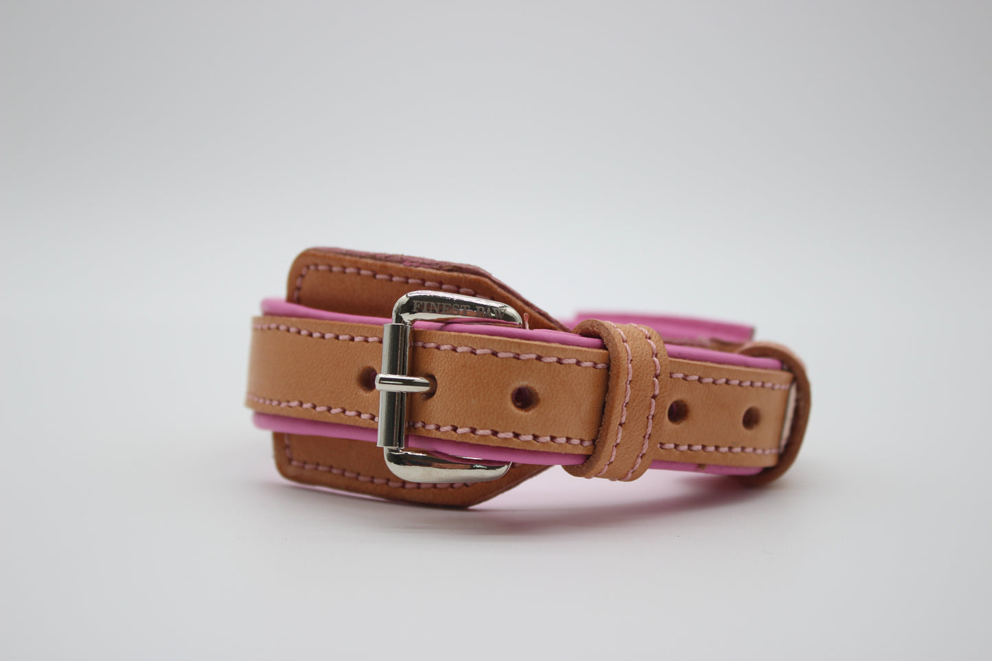 FinestPaw_Halsband_Soft_Komfort_beige-rosa_xs_silber_front