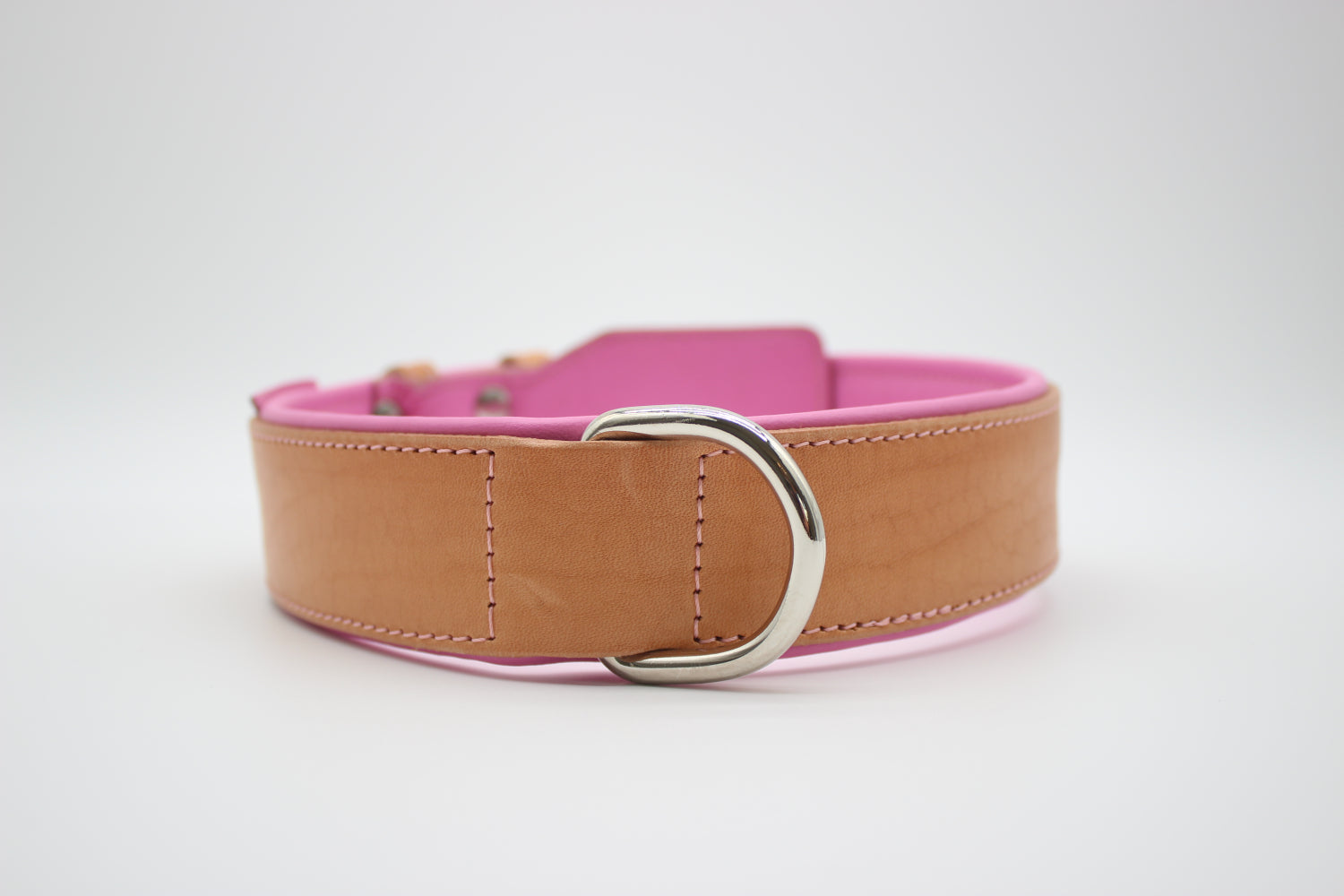 FinestPaw_Halsband_Soft_Komfort_beige-rosa_xxl_silber_dring