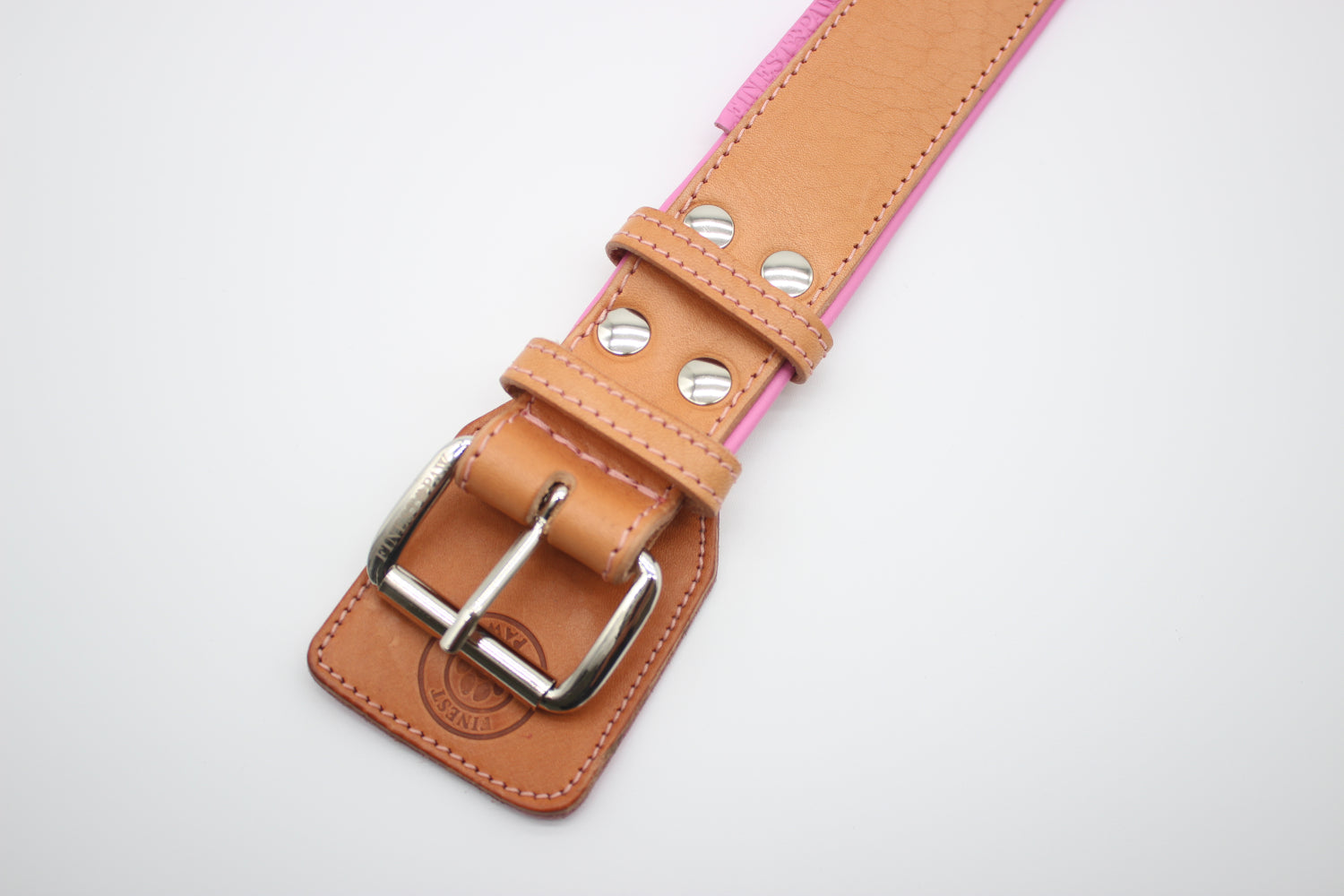 FinestPaw_Halsband_Soft_Komfort_beige-rosa_xxl_silber_schnalle