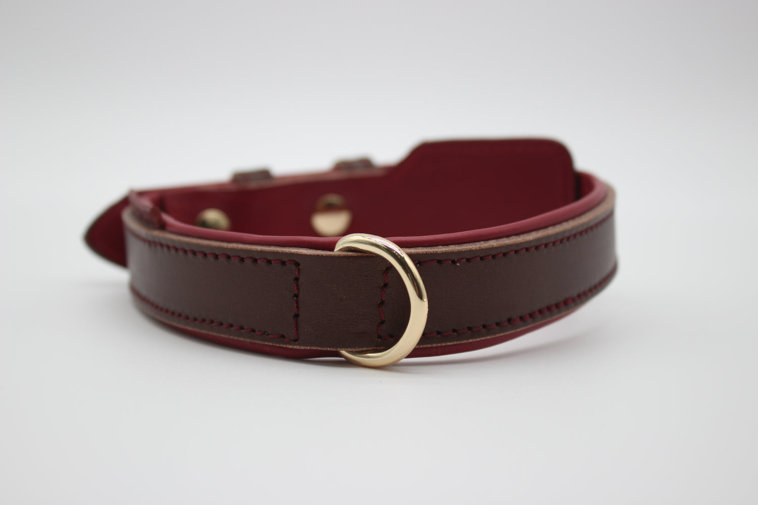 FinestPaw_Halsband_Soft_Komfort_braun-bordeaux_m_gold_dring