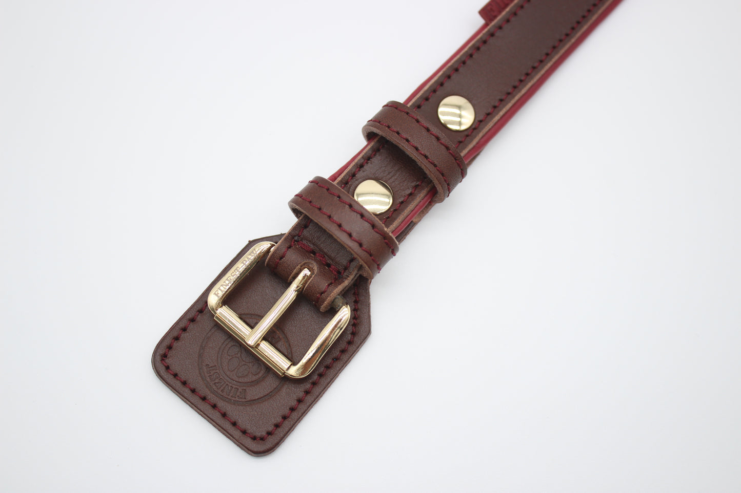FinestPaw_Halsband_Soft_Komfort_braun-bordeaux_m_gold_schnalle