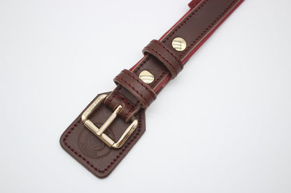 FinestPaw_Halsband_Soft_Komfort_braun-bordeaux_m_gold_schnalle