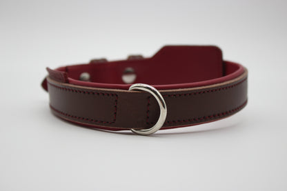 FinestPaw_Halsband_Soft_Komfort_braun-bordeaux_m_silber_dring