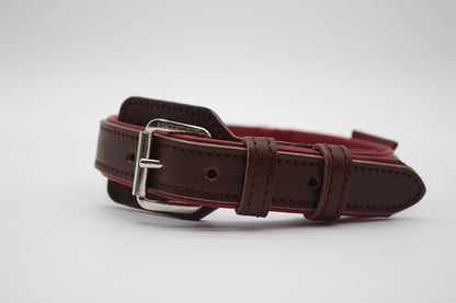 FinestPaw_Halsband_Soft_Komfort_braun-bordeaux_m_silber_front