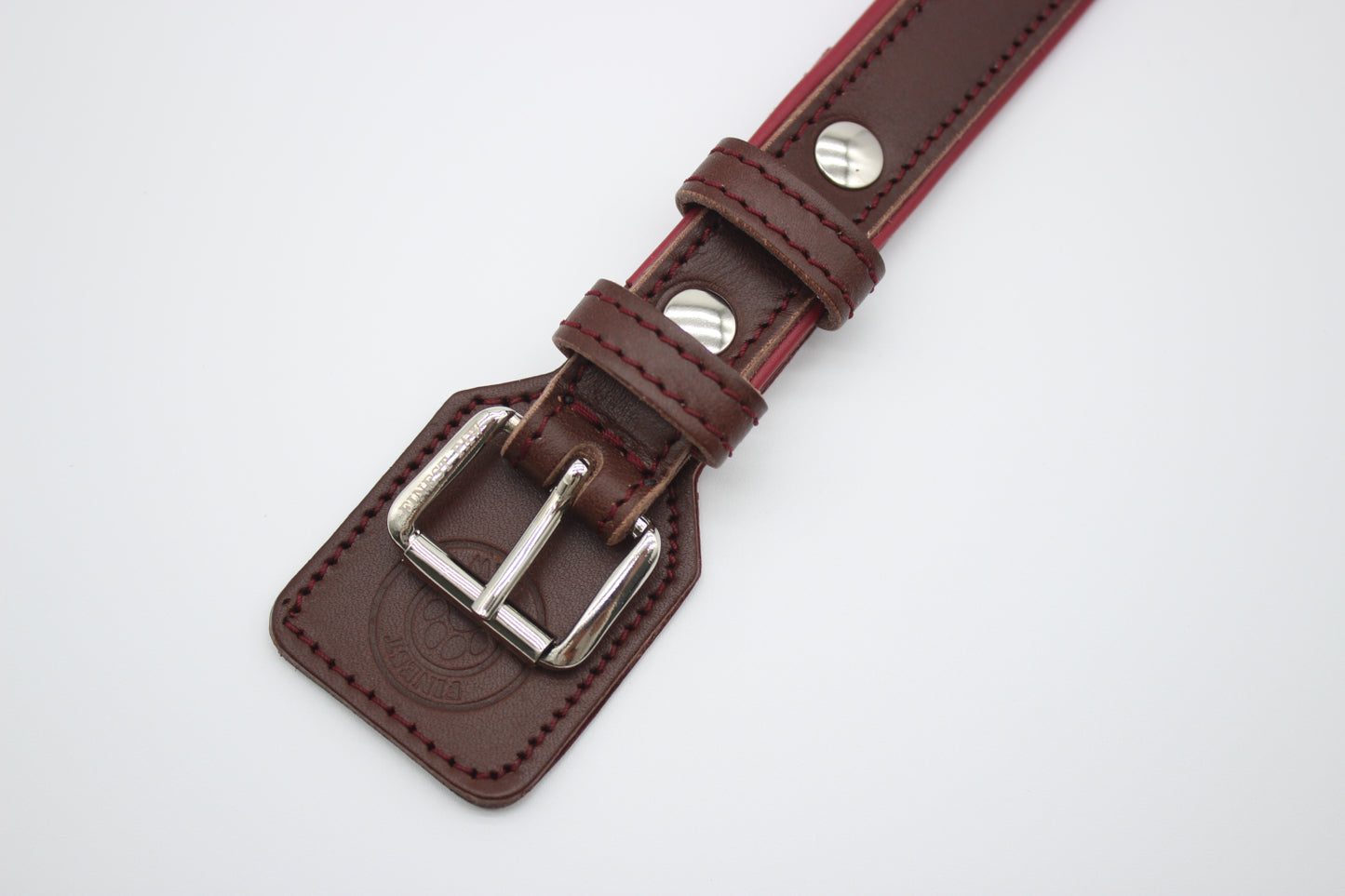 FinestPaw_Halsband_Soft_Komfort_braun-bordeaux_m_silber_schnalle