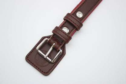 FinestPaw_Halsband_Soft_Komfort_braun-bordeaux_m_silber_schnalle