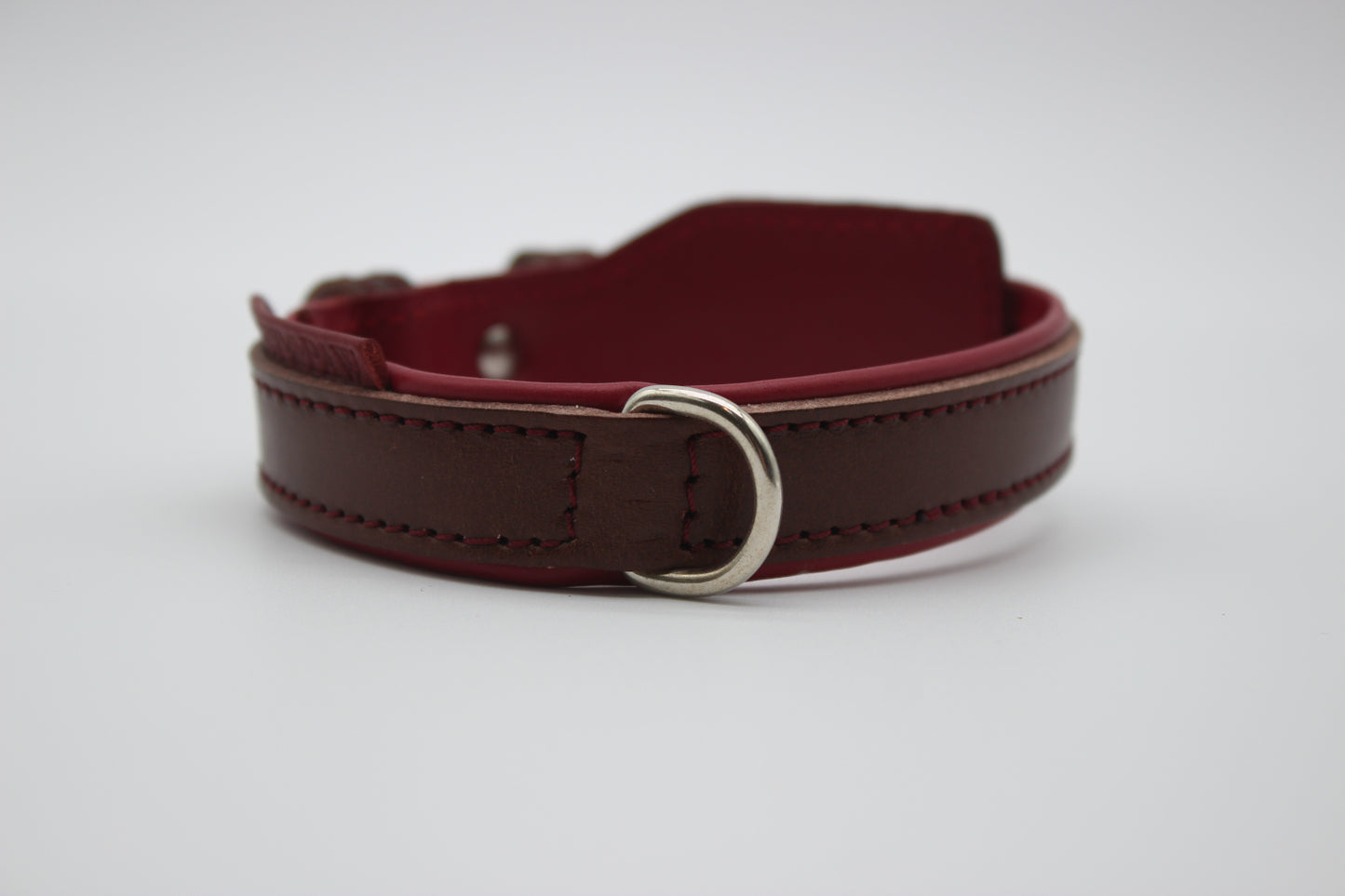 FinestPaw_Halsband_Soft_Komfort_braun-bordeaux_xs_silber_dring