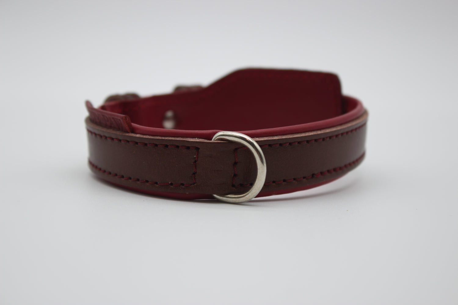 FinestPaw_Halsband_Soft_Komfort_braun-bordeaux_xs_silber_dring