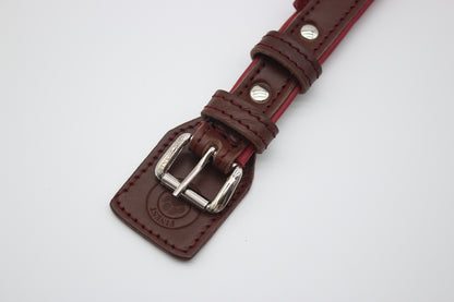 FinestPaw_Halsband_Soft_Komfort_braun-bordeaux_xs_silber_schnalle