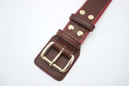 FinestPaw_Halsband_Soft_Komfort_braun-bordeaux_xxl_gold_schnalle