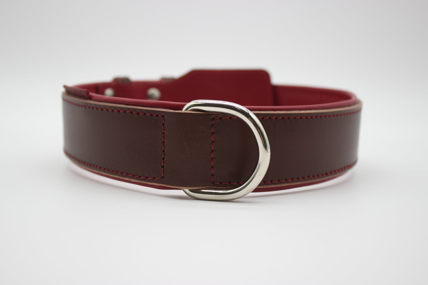 FinestPaw_Halsband_Soft_Komfort_braun-bordeaux_xxl_silber_dring