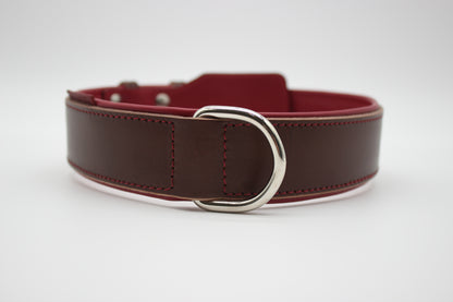 FinestPaw_Halsband_Soft_Komfort_braun-bordeaux_xxl_silber_dring