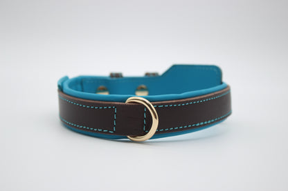 FinestPaw_Halsband_Soft_Komfort_braun-tuerkis_m_gold_dring