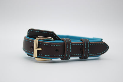 FinestPaw_Halsband_Soft_Komfort_braun-tuerkis_m_gold_front