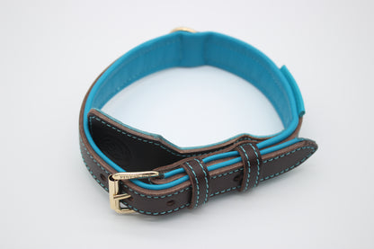 FinestPaw_Halsband_Soft_Komfort_braun-tuerkis_m_gold_oben