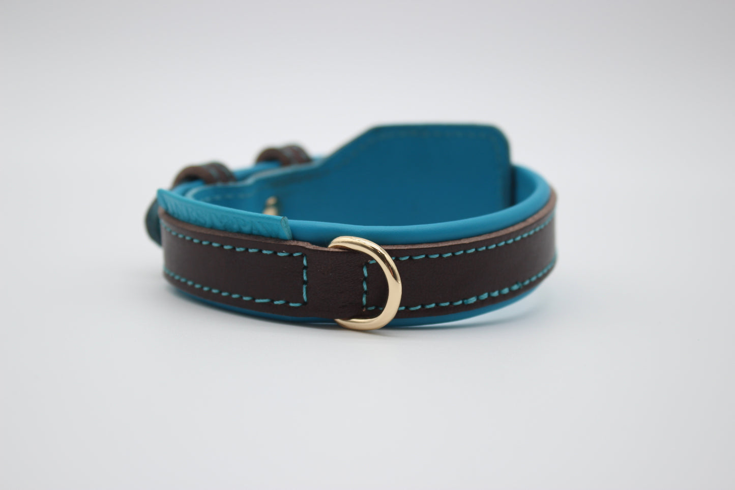 FinestPaw_Halsband_Soft_Komfort_braun-tuerkis_xs_gold_dring