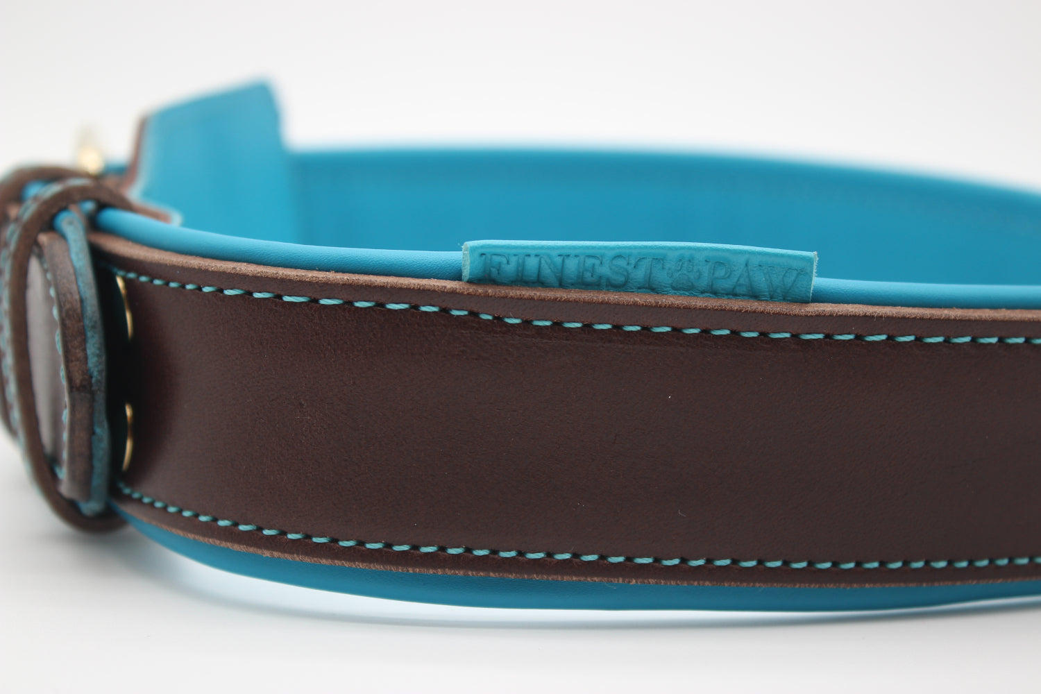 FinestPaw_Halsband_Soft_Komfort_braun-tuerkis_xxl_all_logo