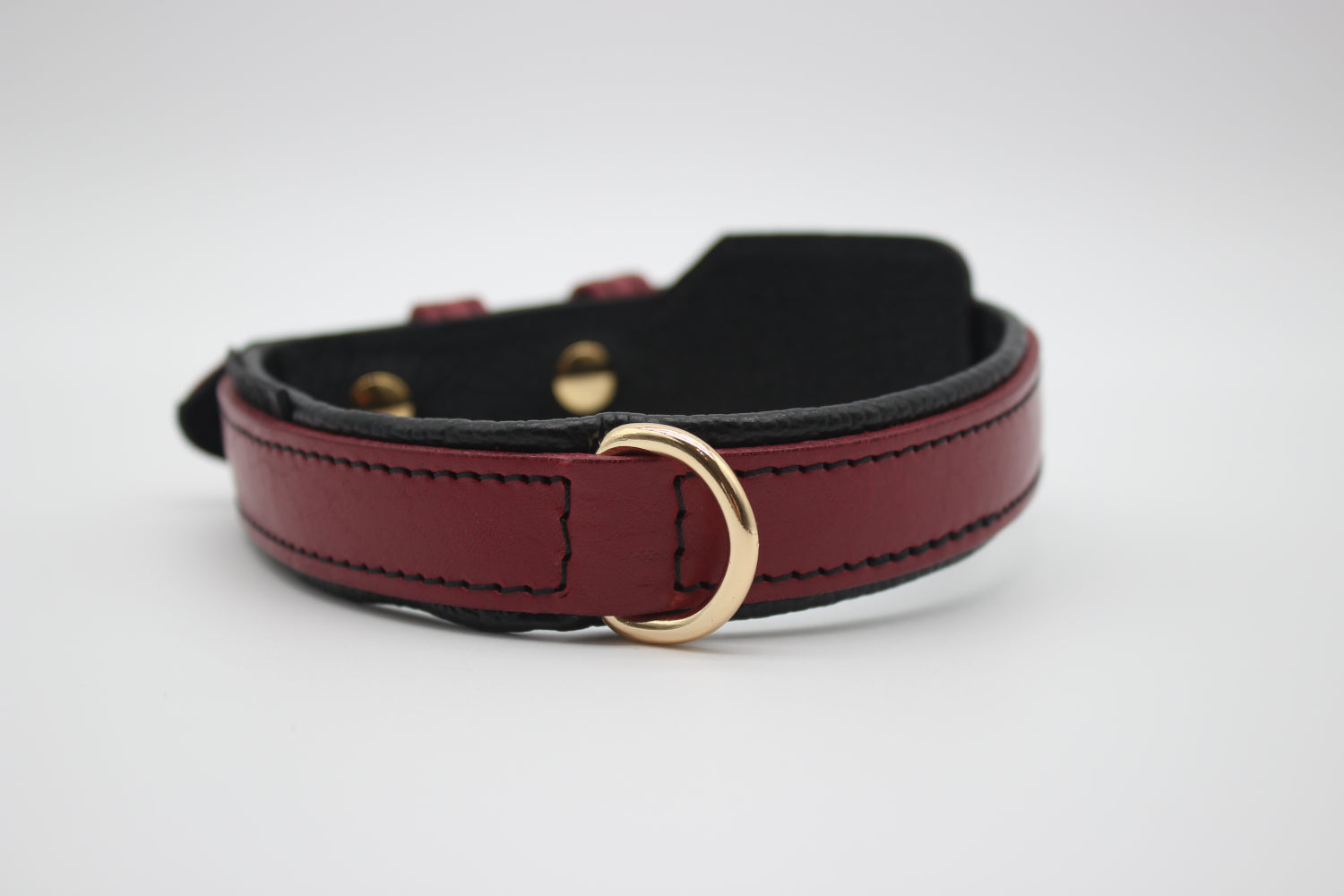 FinestPaw_Halsband_Soft_Komfort_rot-schwarz_m_gold_dring