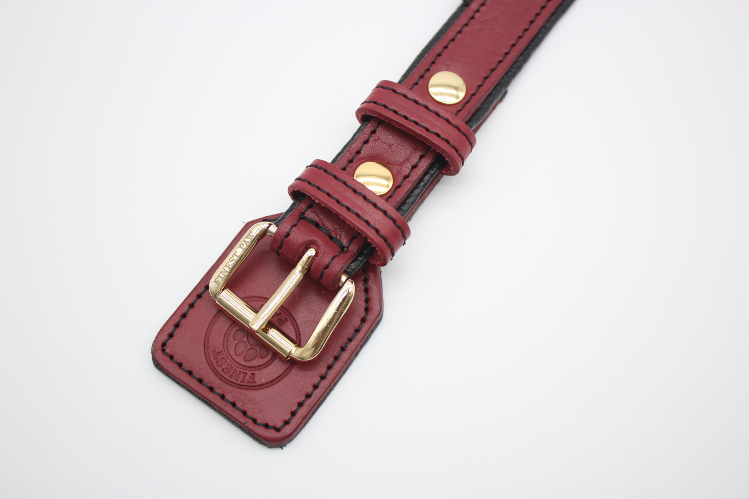 FinestPaw_Halsband_Soft_Komfort_rot-schwarz_m_gold_schnalle