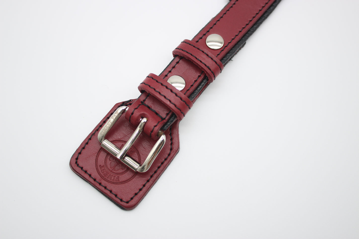 FinestPaw_Halsband_Soft_Komfort_rot-schwarz_m_silber_schnalle