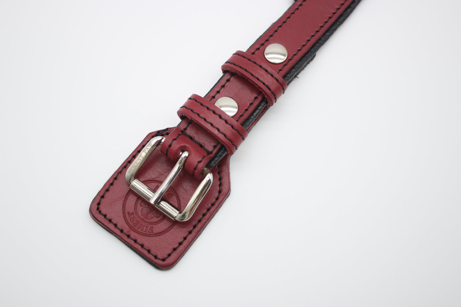 FinestPaw_Halsband_Soft_Komfort_rot-schwarz_m_silber_schnalle