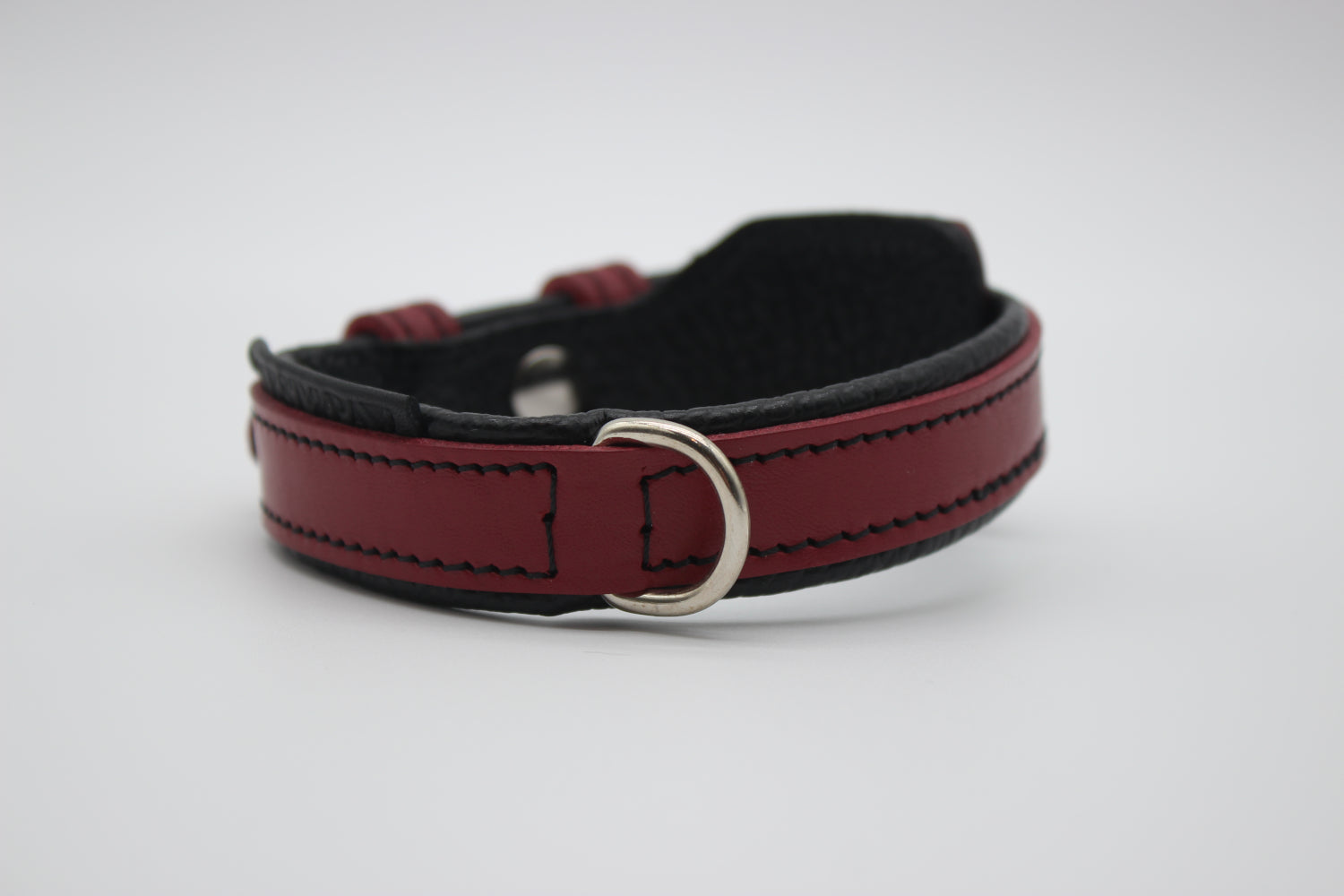 FinestPaw_Halsband_Soft_Komfort_rot-schwarz_xs_silber_dring