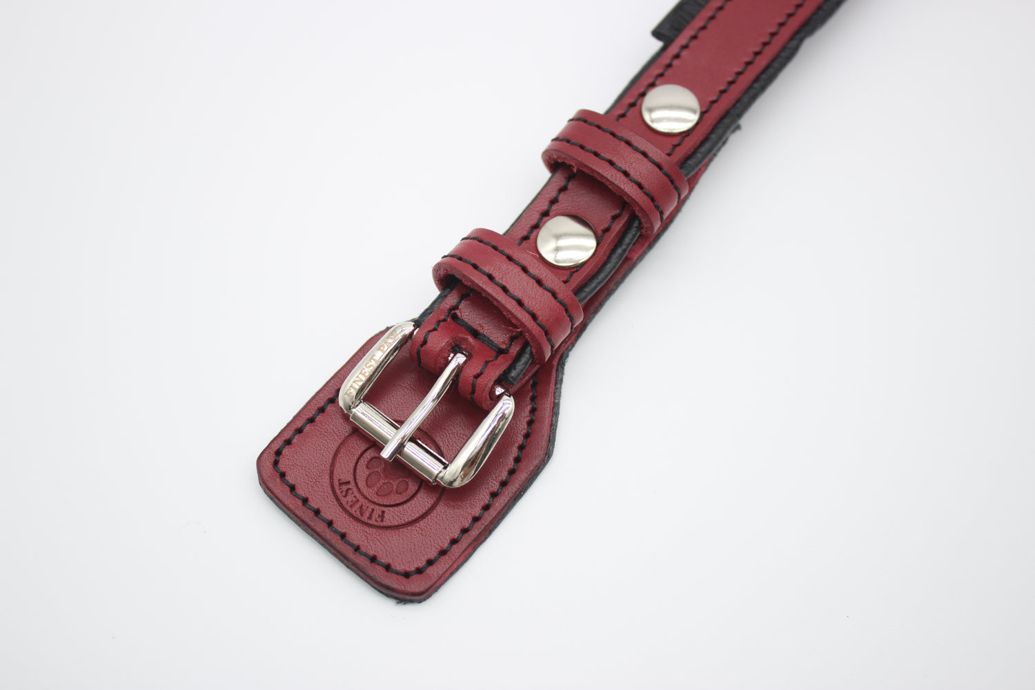 FinestPaw_Halsband_Soft_Komfort_rot-schwarz_xs_silber_schnalle