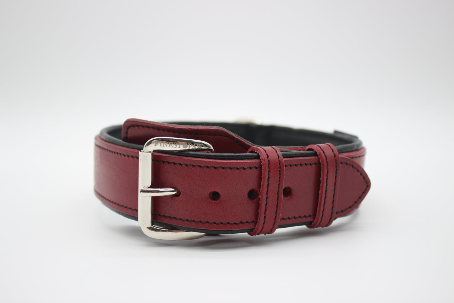 FinestPaw_Halsband_Soft_Komfort_rot-schwarz_xxl_silber_front