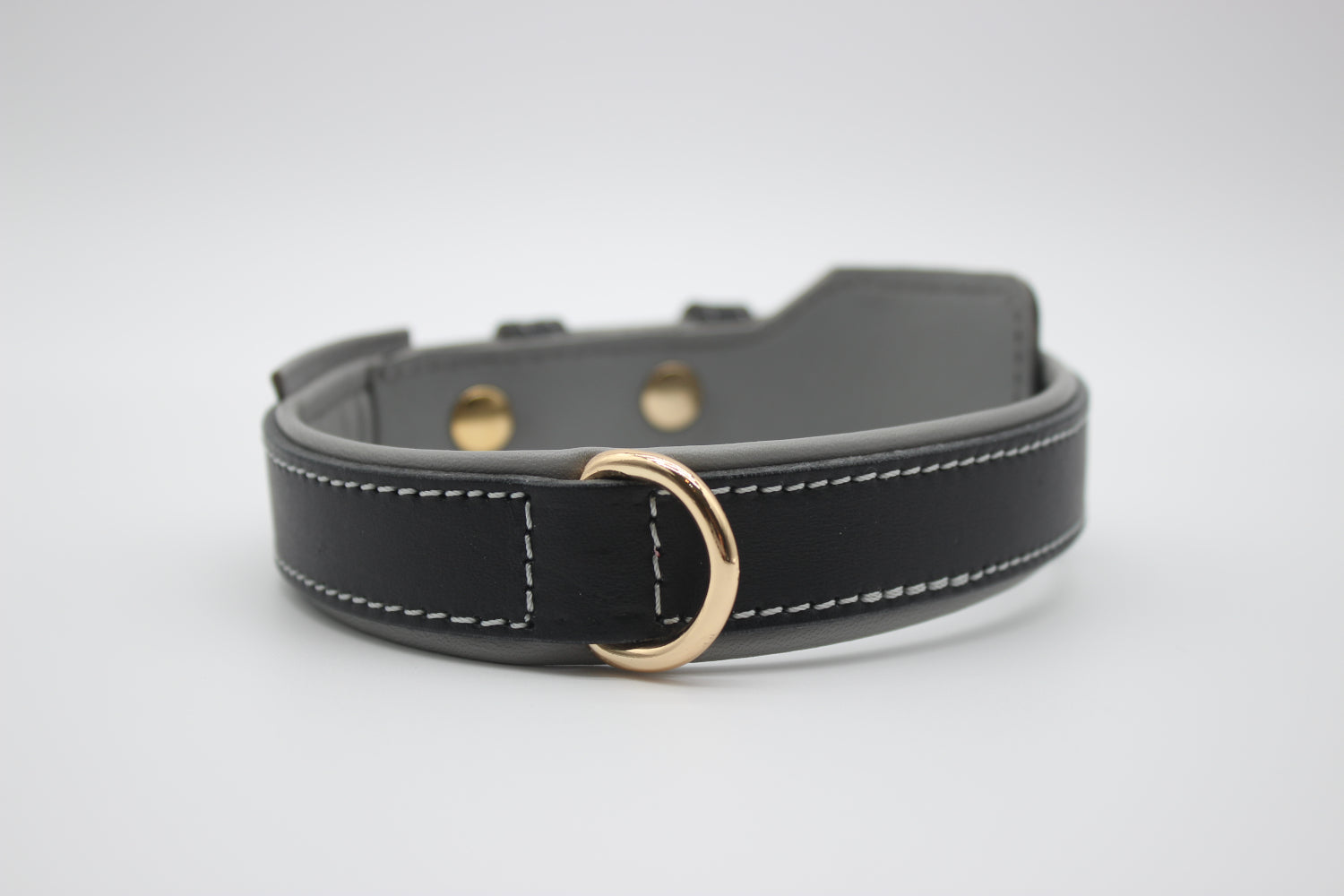 FinestPaw_Halsband_Soft_Komfort_schwarz-grau_m_gold_dring