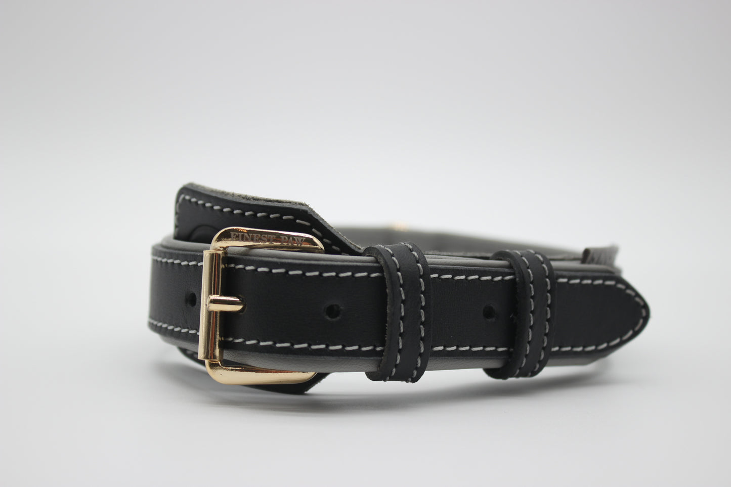 FinestPaw_Halsband_Soft_Komfort_schwarz-grau_m_gold_front