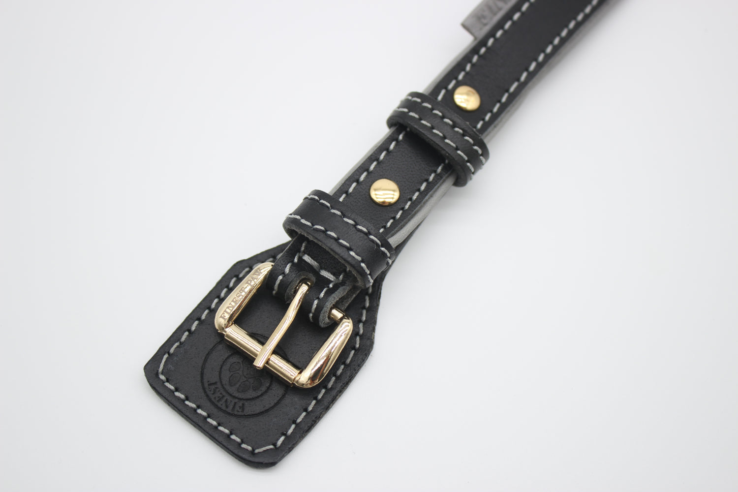 FinestPaw_Halsband_Soft_Komfort_schwarz-grau_m_gold_schnalle