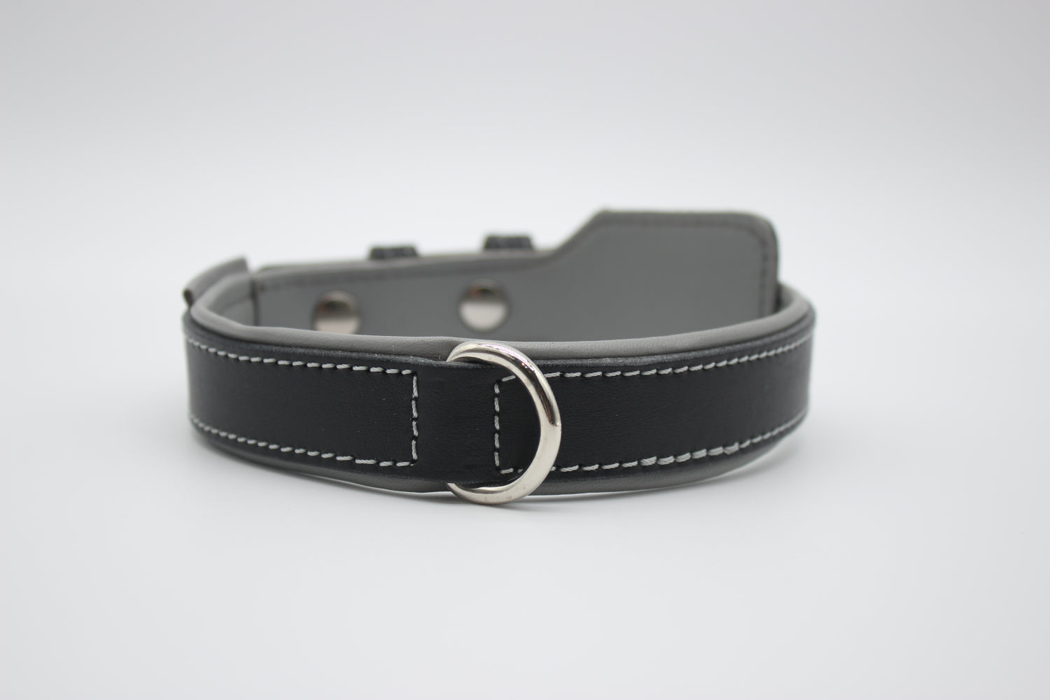 FinestPaw_Halsband_Soft_Komfort_schwarz-grau_m_silber_dring