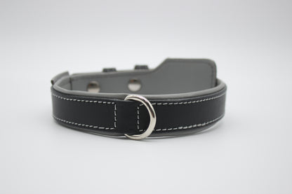 FinestPaw_Halsband_Soft_Komfort_schwarz-grau_m_silber_dring