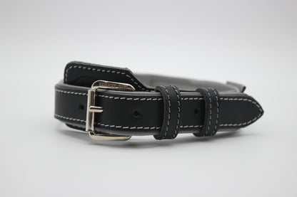 FinestPaw_Halsband_Soft_Komfort_schwarz-grau_m_silber_front