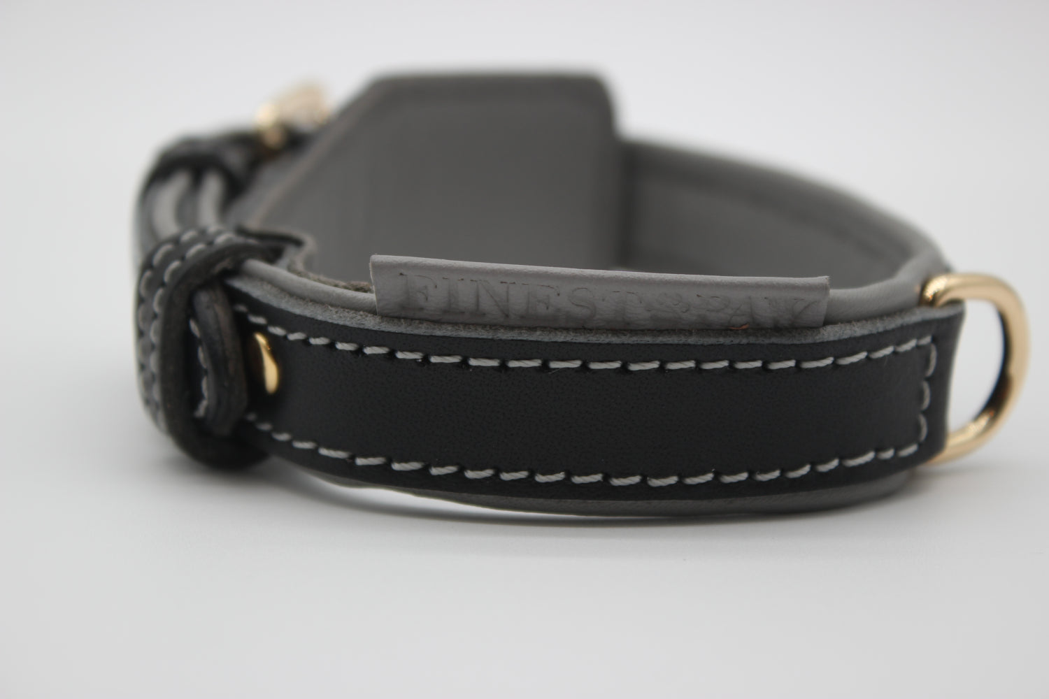FinestPaw_Halsband_Soft_Komfort_schwarz-grau_xs_all_logo