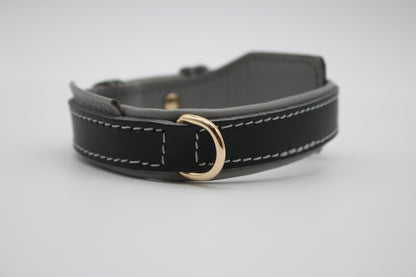 FinestPaw_Halsband_Soft_Komfort_schwarz-grau_xs_gold_dring