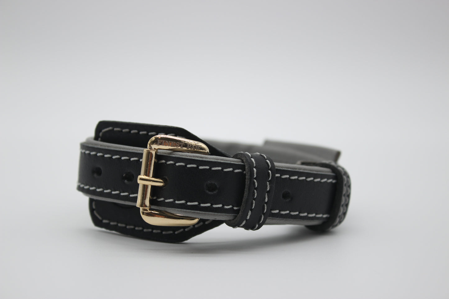 FinestPaw_Halsband_Soft_Komfort_schwarz-grau_xs_gold_front