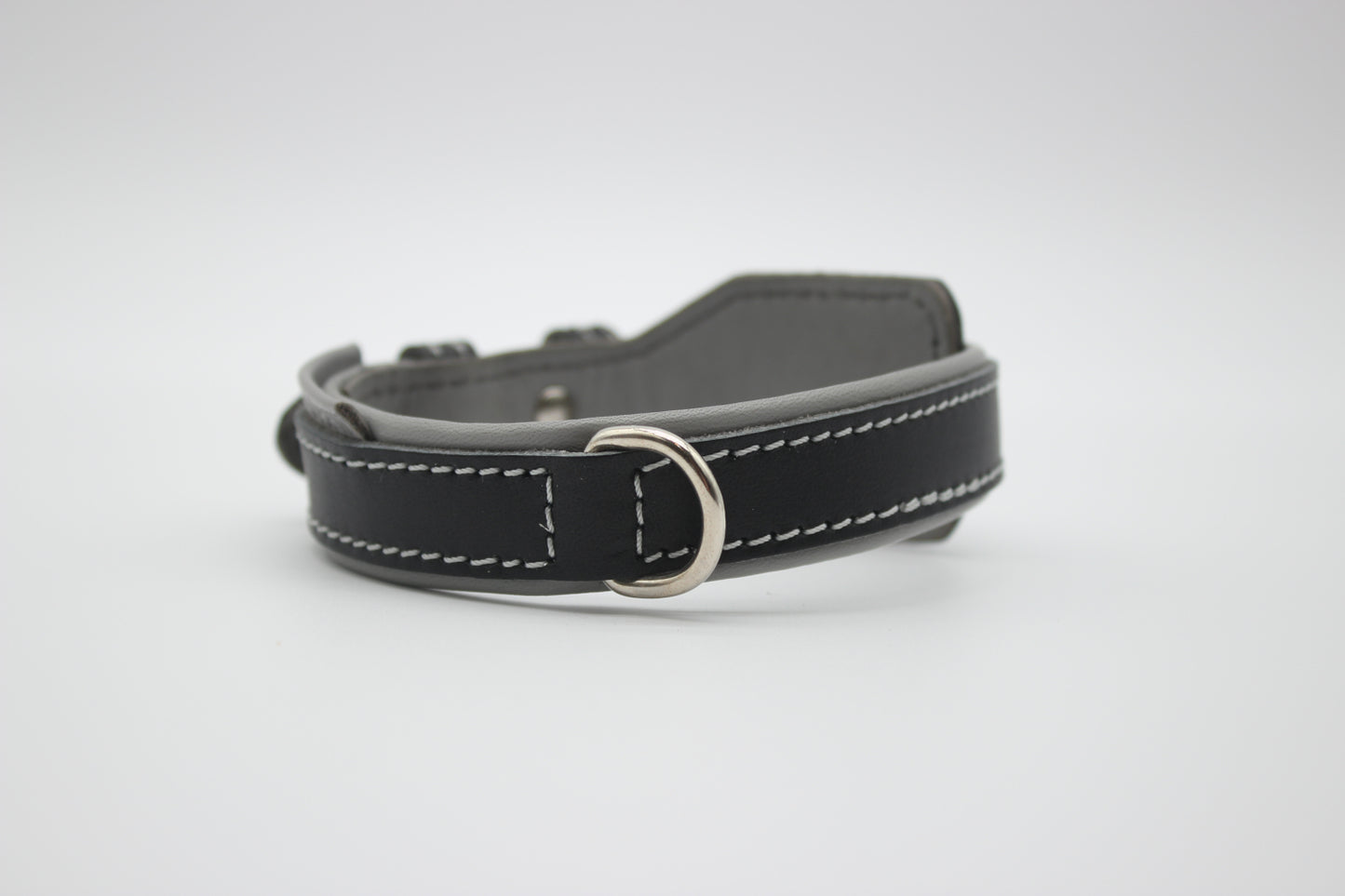 FinestPaw_Halsband_Soft_Komfort_schwarz-grau_xs_silber_dring