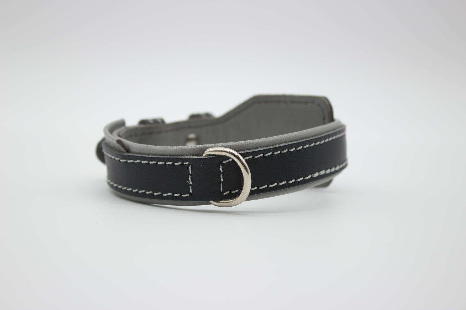 FinestPaw_Halsband_Soft_Komfort_schwarz-grau_xs_silber_dring