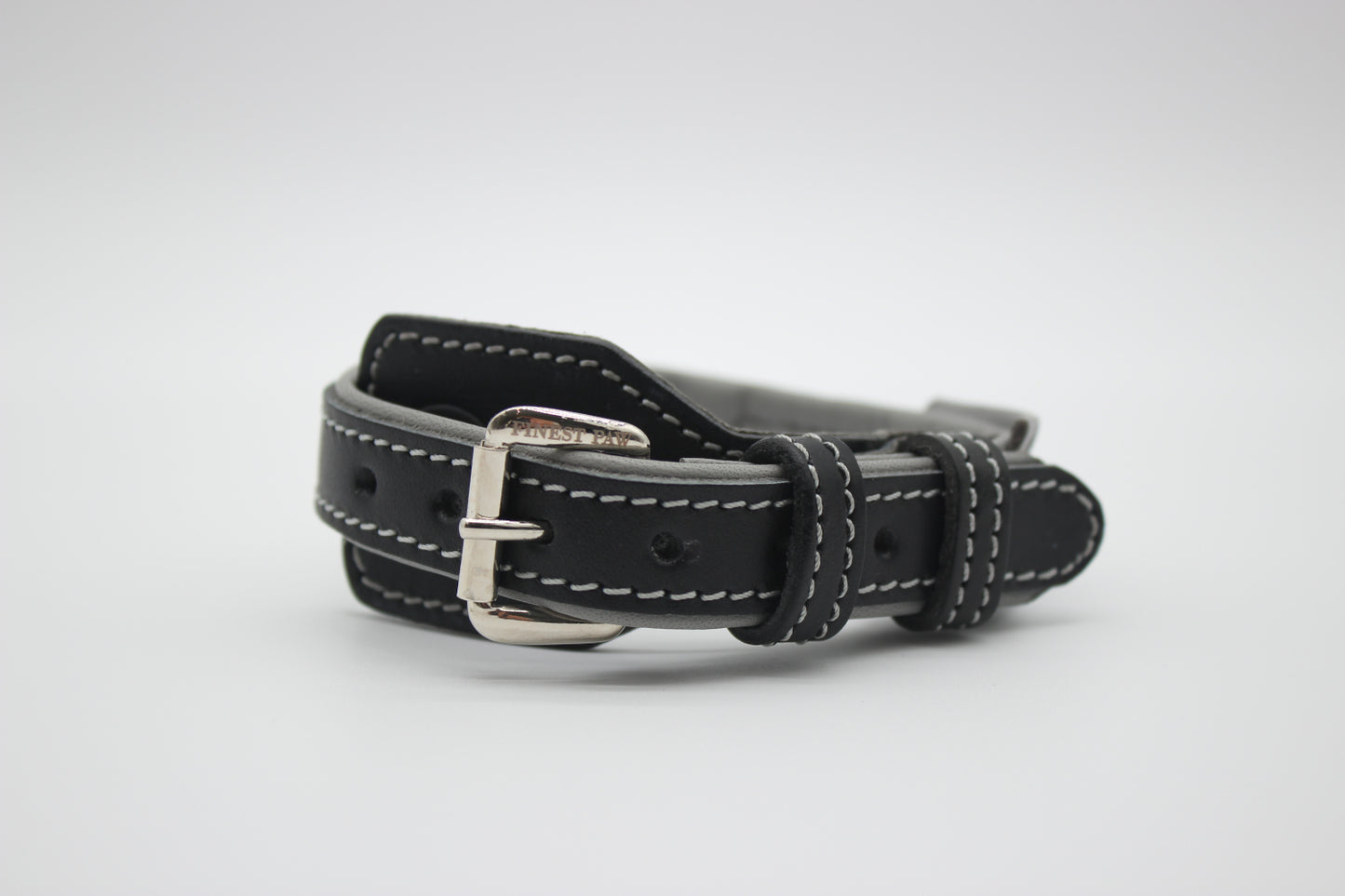 FinestPaw_Halsband_Soft_Komfort_schwarz-grau_xs_silber_front