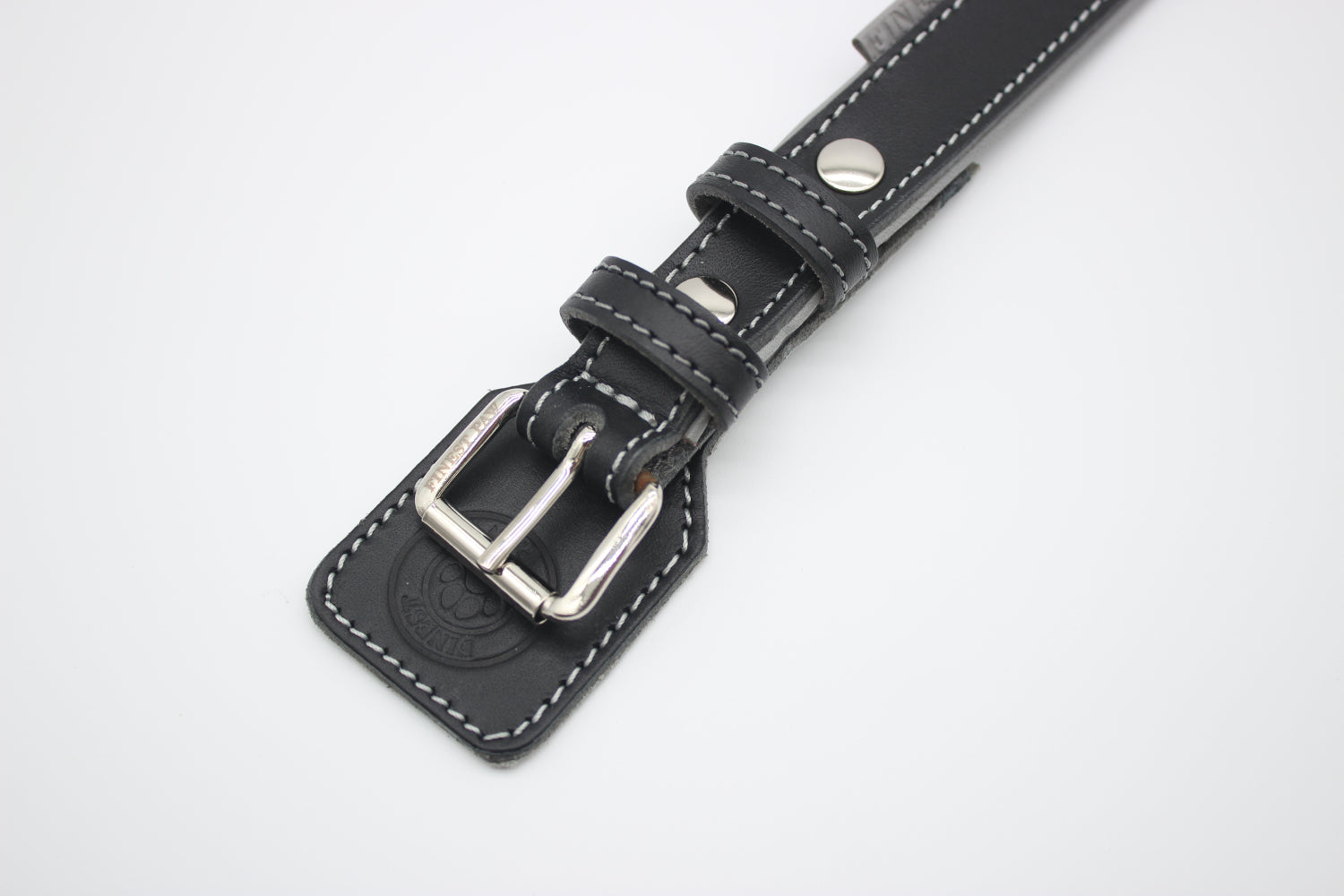 FinestPaw_Halsband_Soft_Komfort_schwarz-grau_xs_silber_schnalle