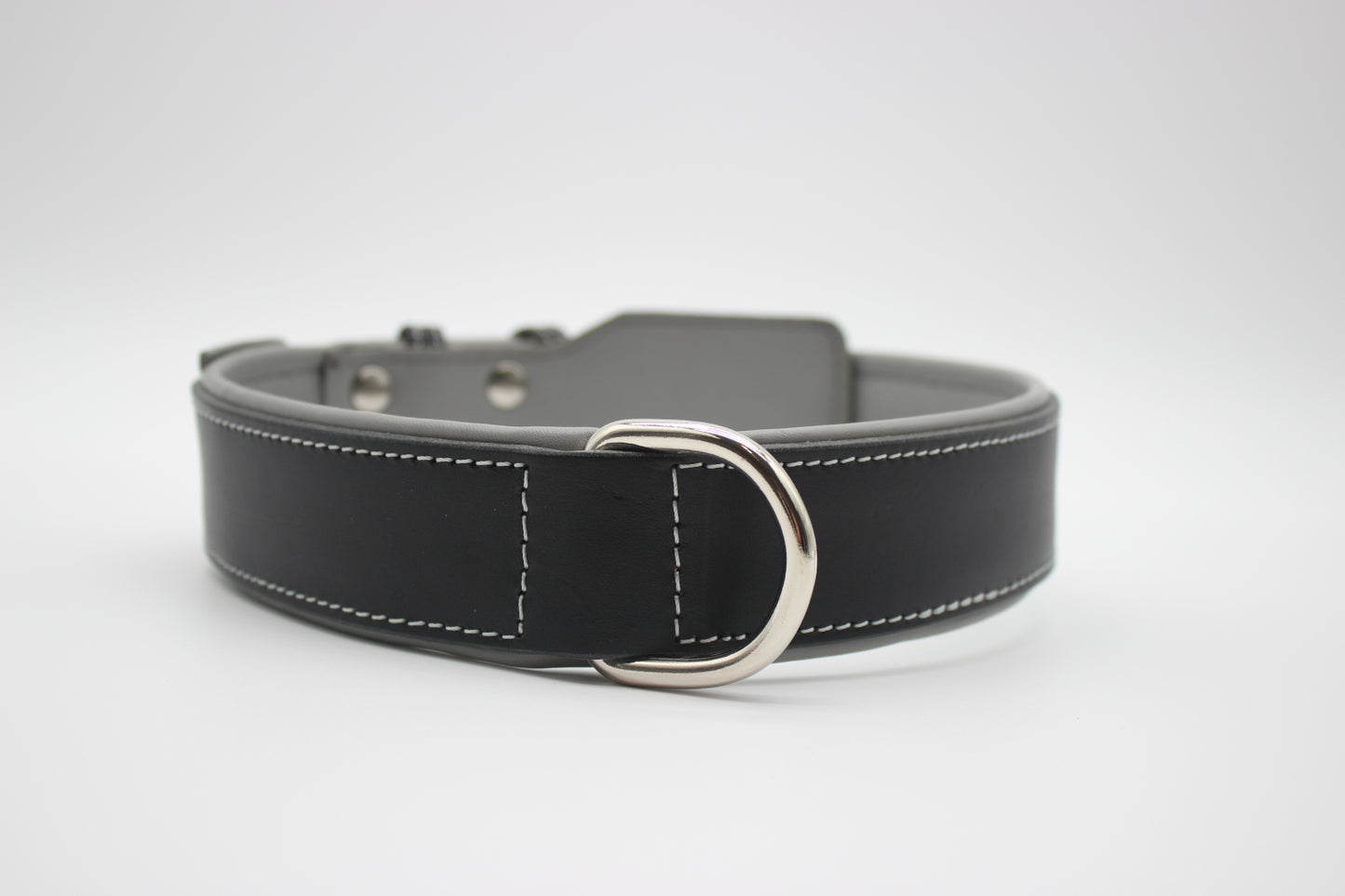 FinestPaw_Halsband_Soft_Komfort_schwarz-grau_xxl_silber_dring