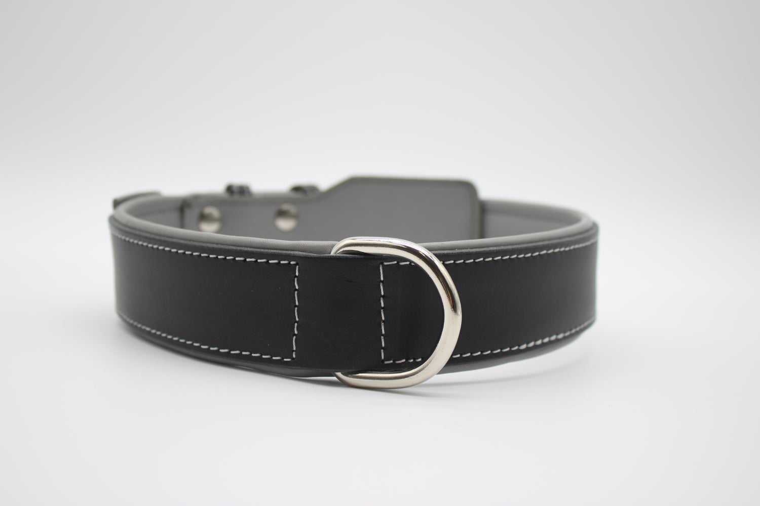 FinestPaw_Halsband_Soft_Komfort_schwarz-grau_xxl_silber_dring