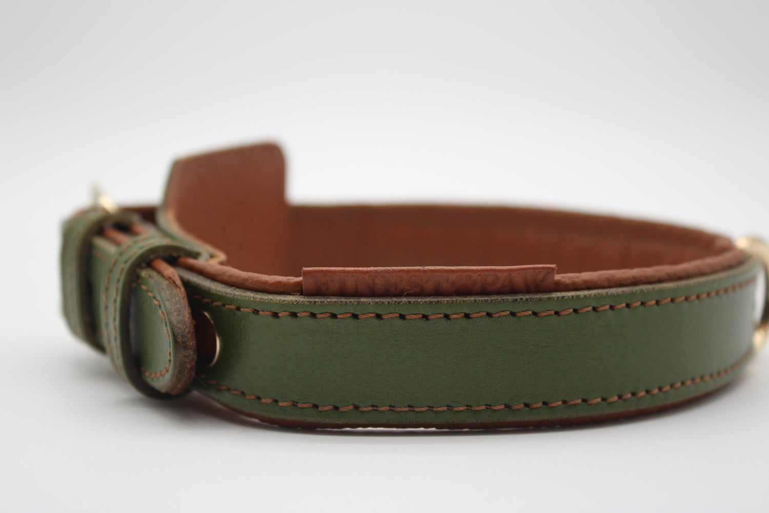FinestPaw_Halsband_Soft_Komfort_waldgruen-cognac_m_all_logo