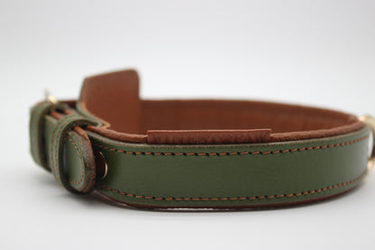 FinestPaw_Halsband_Soft_Komfort_waldgruen-cognac_m_all_logo