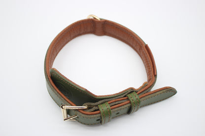 FinestPaw_Halsband_Soft_Komfort_waldgruen-cognac_m_all_oben