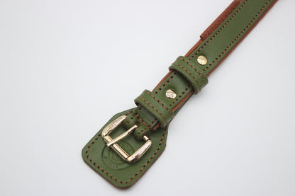 FinestPaw_Halsband_Soft_Komfort_waldgruen-cognac_xs_gold_schnalle