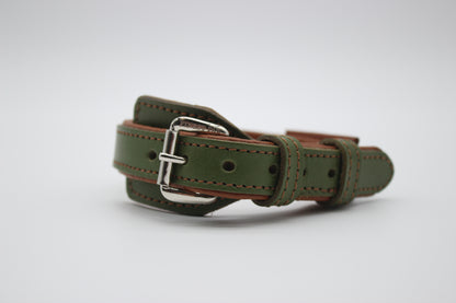 FinestPaw_Halsband_Soft_Komfort_waldgruen-cognac_xs_silber_front