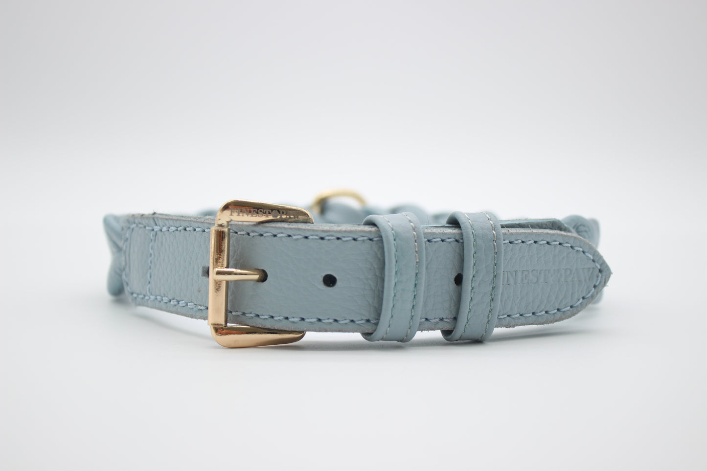 FinestPaw_Halsband_Vollgeflochten_hellblau_xxl_gold_front