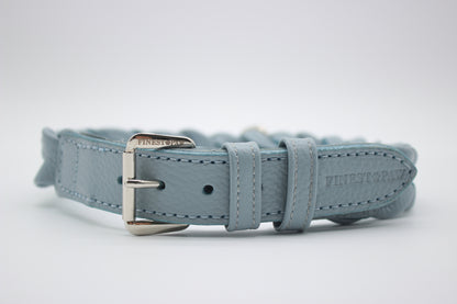 FinestPaw_Halsband_Vollgeflochten_hellblau_xxl_silber_front